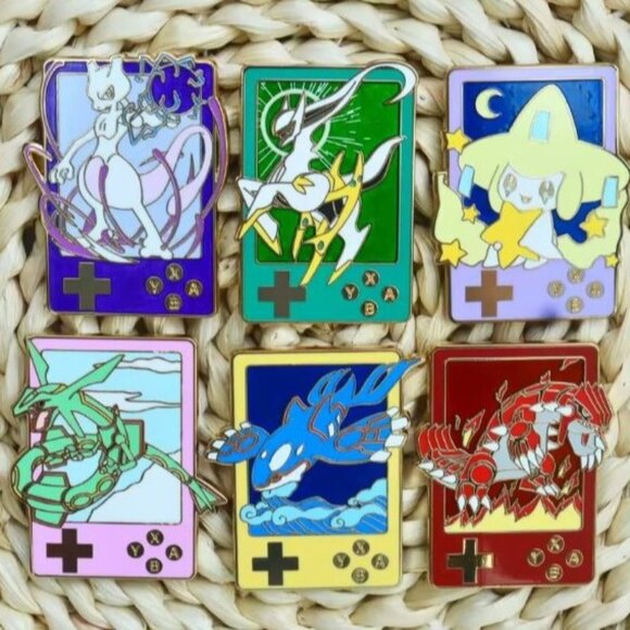 Independent Other - Pokémon Gameboy Legendary Enamel Pin Set Mewtwo Arceus Jirachi Rayquaza Kyogre